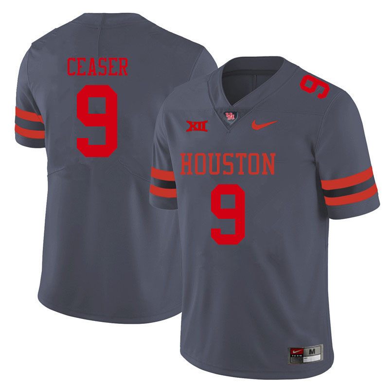 Men #9 Nelson Ceaser Houston Cougars College Big 12 Conference Football Jerseys Sale-Gray